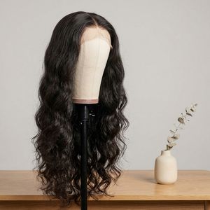 Perruque de luxe à ondulations souples sur mesure, haute densité, longue, en cheveux humains ondulés, noire naturelle, en cheveux vierges pour femmes - Product Image 1