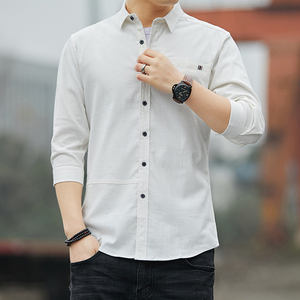 Camisa personalizada de alta calidad para hombre, casual Camisa cómoda con cuello vuelto, hombro caído, 100% algodón, color blanco múltiple - Product Image 4