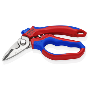 Ciseaux d'électricien coudés avec poignée rouge et bleue pour la coupe de fils et les travaux électriques - Product Image 1