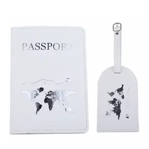 Großhandel Schwarz Weiß Weltkarte Benutzer definierte PU Leder Pass halter Gepäckset