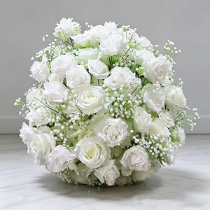 Centrotavola Grande Artigianale Profumato in Seta con Rose Bianche e Orchidee Artificiali per il Giorno di Scherzi di Aprile - Decorazione Alta per Tavolo - Product Image 6