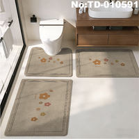 Ensemble de 3 tapis de bain en mousse PVC : tapis WC en U + tapis de lavabo + tapis de bain antidérapant absorbant à motif grain de bois anti-fatigue