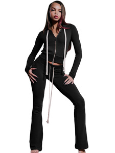 Completo <span class=keywords><strong>Donna</strong></span> Due Pezzi con Felpa con Zip e Pantaloni della Tuta, <span class=keywords><strong>Abbigliamento</strong></span> all'Ingrosso, Tuta Sportiva Svasata <span class=keywords><strong>XXL</strong></span> Autunno - Product Image 2
