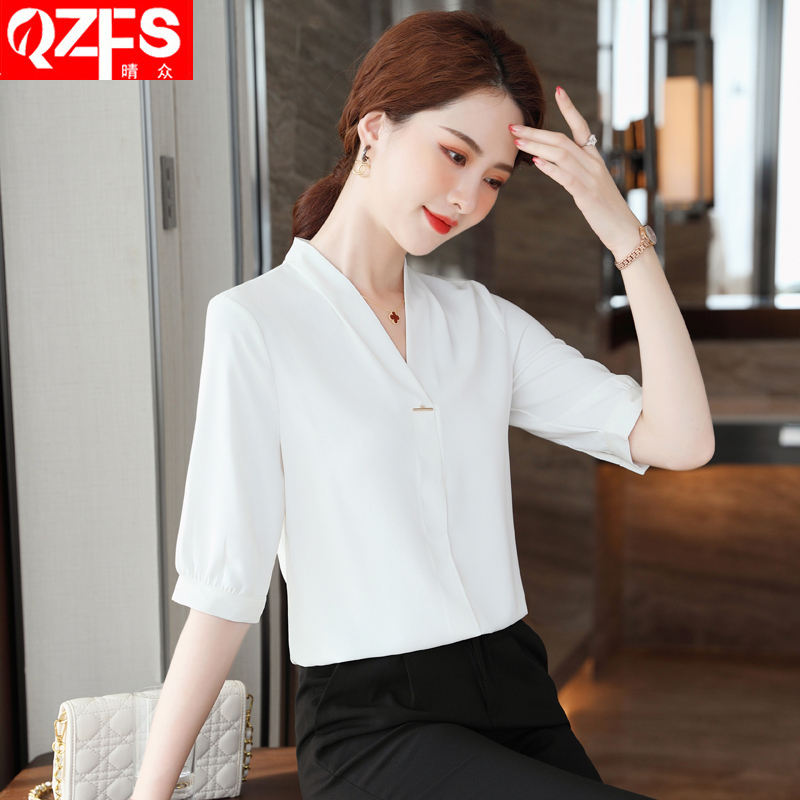 White Bow Tie Blouse - Elegant Casual Shirt for Women