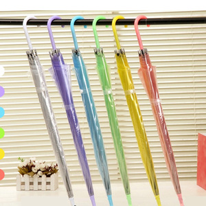 Parapluie manuel transparent coloré créatif à long manche pour activités promotionnelles, parapluie droit en plastique imperméable - Product Image 1
