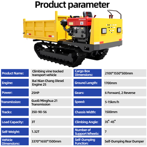 Minicargadora de Orugas JUNCHI de Alta Eficiencia, Vehículo de Transporte con Motor Diésel de Goma Pequeño, Alto Momento de Carga, 1 Año - Product Image 2