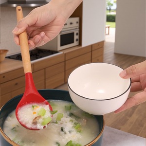 Cuillère de cuisine en silicone avec manche en bois, ensemble d'ustensiles de cuisine multicolores, résistant au four, lavage à la main uniquement, 5 pièces - Product Image 4