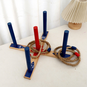 Jeu de lancer d'anneaux en bois pour la maternelle, jeu éducatif d'extérieur pour les enfants de 0 à 24 mois - Product Image 2