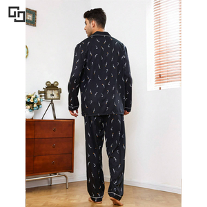 Ensemble de pyjamas <span class=keywords><strong>en</strong></span> tissu de fibre de bambou pour hommes, pantalons longs à manches longues, ensemble deux pièces, vente <span class=keywords><strong>en</strong></span> gros de haute qualité, pyjamas pour hommes - Product Image 2