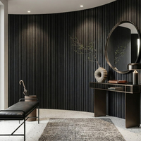 Panneau acoustique flexible incurvé absorbant le son, panneau mural en bois à lattes, revêtement mural en bois rainuré décoratif pour le bureau