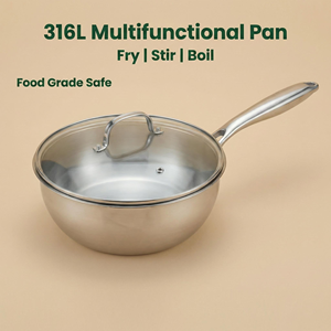 Padella e Wok in Acciaio Inossidabile 316L a Tre Strati, Ecologici e Rinforzati, per Cucina Domestica con Padella per Saltareli - Product Image 1
