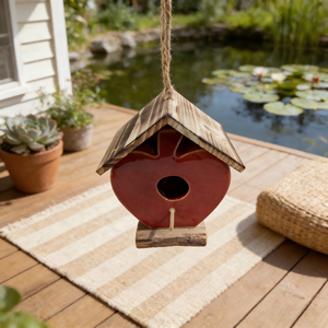 Nichoir rustique en céramique et bois - Décoration de jardin suspendue pour <span class=keywords><strong>espaces</strong></span> extérieurs - Product Image 3