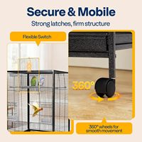 VIVOHOME Cage à oiseaux en plastique et bois de 30 pouces avec support roulant pour conures, agapornis, calopsittes, pinsons, noir