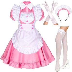 Anime japonés Sissy Maid vestido Cosplay dulce clásico Lolita elegante delantal vestido de sirvienta con calcetines conjunto de guantes - Product Image 2