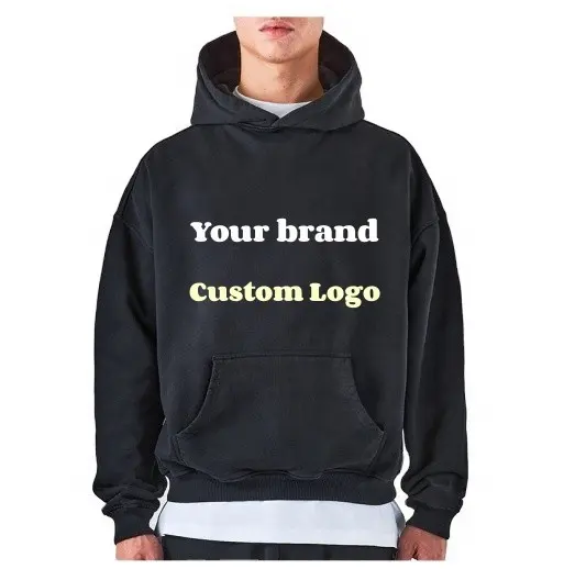 US Size 100Cotton Hoodie French Terry Heavyweight Oversized no string Custom Logo Screen printed Men's Hoodies & Sweatshirts