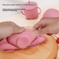 Bavoir bébé en silicone de qualité alimentaire avec compartiments séparés et ventouse, ensemble de vaisselle moderne et minimaliste pour la diversification alimentaire des enfants