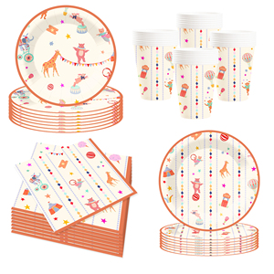 Juego de Vajilla para Fiesta de Cumpleaños con Temática de Circo de Animales DAMAI, Decoraciones para Fiesta de Cumpleaños, Juego de Platos y Servilletas Desechables de Animales - Product Image 4