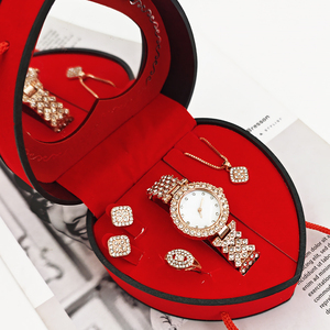 Reloj <span class=keywords><strong>de</strong></span> Pulsera Redondo <span class=keywords><strong>de</strong></span> Lujo para Mujer, Juego <span class=keywords><strong>de</strong></span> Joyería con Collar, Anillo y Aretes con Pedrería, <span class=keywords><strong>Regalo</strong></span> al por Mayor - Product Image 1
