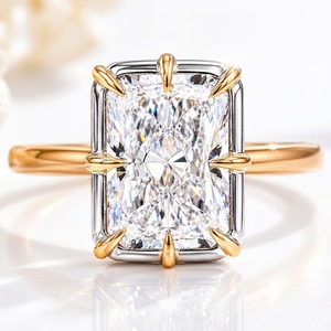 IGI Certified Radiant Cut Lab Grown Diamond Engagement <b>Ring</b> with Double Claw Prong 10K 14K 18K Solid Gold - Product Image 1