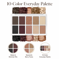 Palette de fards à paupières 10 couleurs – Nuances neutres, baies, mates et scintillantes – Maquillage longue tenue en poudre – Vente en gros