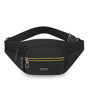 Sac banane homme style sport tendance en tissu Oxford noir imperméable avec plusieurs poches et fermeture éclair - Product Image 5