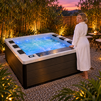 Spa Luar Ruangan Modern Mewah untuk 6 Orang Dewasa, Bak Mandi Air Panas Sistem Balboa, Pijat Whirlpool Jepang, Desain Persegi, Batu Buatan