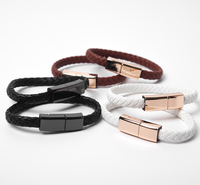 Bracelet en cuir tressé torsadé court de 20cm Câble de bracelet de données de charge USB PD pour iphone Type c / Micro câble de bracelet