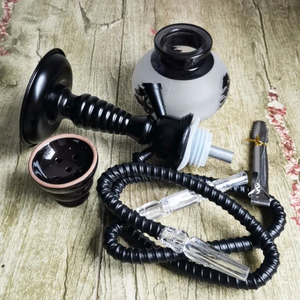 Meilleure vente de luxe en acier inoxydable voyage narguilé ensemble bouteille en verre unique petit arabe Shisha céramique bol tuyau accessoires - Product Image 4