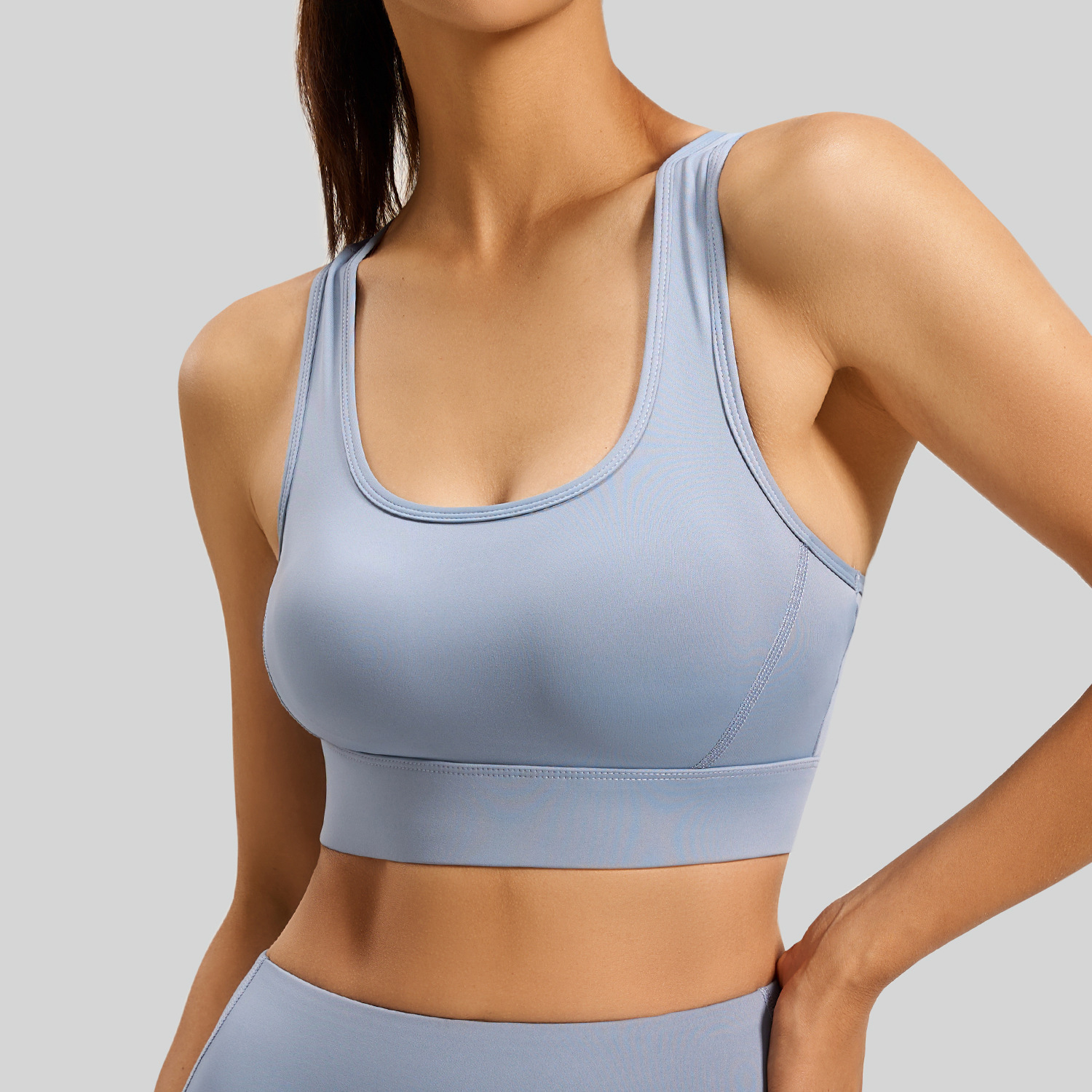 I-Shape Beautiful Back Row-Button Sleeveless Breathable Fitted Polyester Spandex Women's High-Impact Shockproof Fitness Yoga