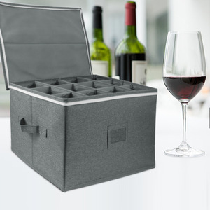 <b>Wine</b> <b>Glass</b> <b>Storage</b> <b>Box</b> Foldable Fabric 40x40x25cm Kitchen Tableware Organizer Minimalist Design - Product Image 1