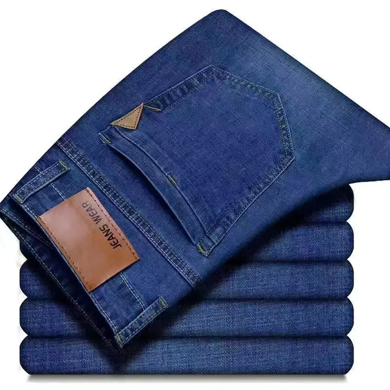 Pantaloni da lavoro elastici resistenti all'usura per il tempo libero all'ingrosso jeans dritti da uomo taglie forti personalizzati