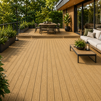 Terrasse en PVC composite de luxe moderne 2026, aspect bois véritable, installation par clips double verrouillage, étanche et antidérapante, pour jardin et extérieur