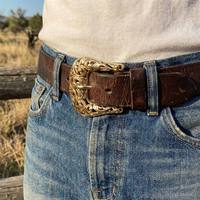 Ceintures à boucle ardillon personnalisées Jiedeng pour hommes et femmes, logo cowboy imprimé en relief, en alliage de zinc