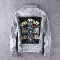Premium Plus Size Veste pour hommes personnalisé de haute qualité en coton à manches longues Patchwork Broderie Jeans pour hommes Veste en jean