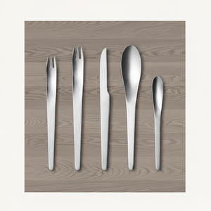 Ensemble de couverts en acier inoxydable au look de designer coréen plaqué argent de haute qualité ensemble de couverts réutilisables écologiques - Product Image 1