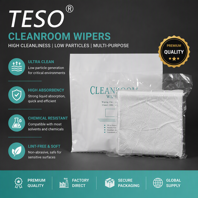 TESO 5009LE Laser Cut Polyester Cleanroom Wipers Low Lint Sub Microfiber Cloths for Electronics Printing