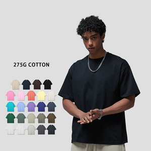 Venta al por mayor 275G de peso pesado de alta calidad de algodón camiseta de gran tamaño liso de manga corta hombro caído camiseta personalizada para hombres - Product Image 2