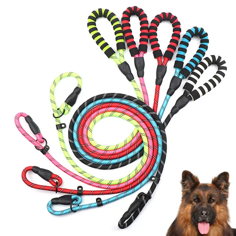 5FT Dog Leash Slip Rope Lead Leash Strong Heavy Duty Reflective Training Lead Leashes for Medium Large and Small Dogs