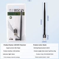 Tarjeta de Red USB Inalámbrica de 150M, Adaptador USB Mini de 2.4GHz para PC, Kali Linux, Servidor, Velocidad de Transmisión de 5G, Interfaz LAN