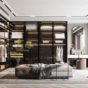 Neoclassical Furniture Design <b>Bedroom</b> Closet Wardrobe With TV <b>Cabinet</b> - Product Image 6