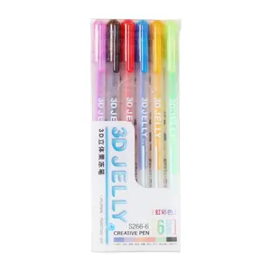 Jelly Glitter Gel Pens diy colored painting pens 3d Glossy Gel jelly ink Pens set for drawing Glass Ceramic