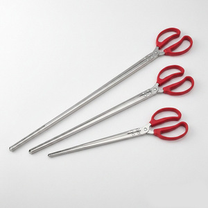 Stainless Steel Long Reach Tongs With Red Handles For Crab Lobster Seafood Handling Heavy Duty Kitchen Tools - Product Image 1