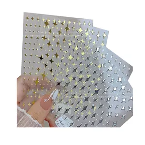 2024 Star Shine Nail Sticker Wholesale Small Fragrance Back Adhesive 3D Gold Silver Black White Sparkling Star aha Nail Sticker