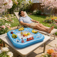 Table de jeux gonflable flottante pour piscine, plateau de table en plastique avec porte-boissons pour fêtes