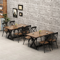 Table à manger rectangulaire en bambou américain, style industriel moderne, combinaison de chaises en fer, 4 places, meubles pour la maison