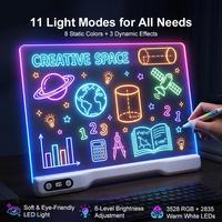 Tablette d'écriture LED RGB pliable avec support, tableau de messages effaçable à sec réutilisable, affichage numérique de la puissance - Grande Vente