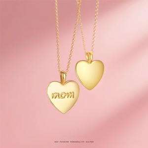 Ngày của Mẹ Đồ Trang Sức Thời Trang 925 Sterling Silver Tim Mặt Dây Chuyền Tự Làm Khắc Dây Chuyền - Product Image 4