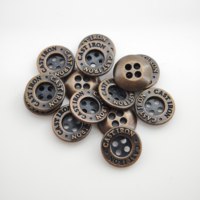 Boutons en alliage métallique bronze antique personnalisés avec logo, 4 trous, accessoires de couture pour vêtements