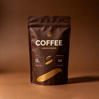 Sachet d'emballage alimentaire en papier kraft compostable de 500g pour café biologique, avec barrière, valve unidirectionnelle et fermeture éclair, imprimé sur mesure