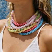 Nouveau Collier de Perles Plates en Pierre Naturelle Multicolore Style Ins Tendance, Imperméable, Fait Main, Bijou de Fête